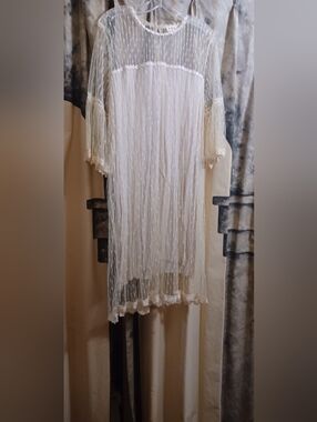 POL Cream Dress W/ Lace Overlay